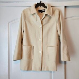 Reaction Kenneth Cole Wool Blend Peacoat Cream Women's 14  Quiet Luxury *Flawed*